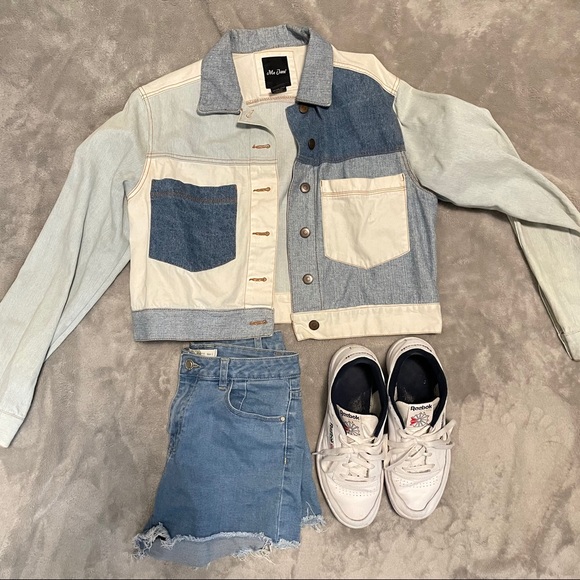 Vintage color block patched Jean jacket - Picture 2 of 2